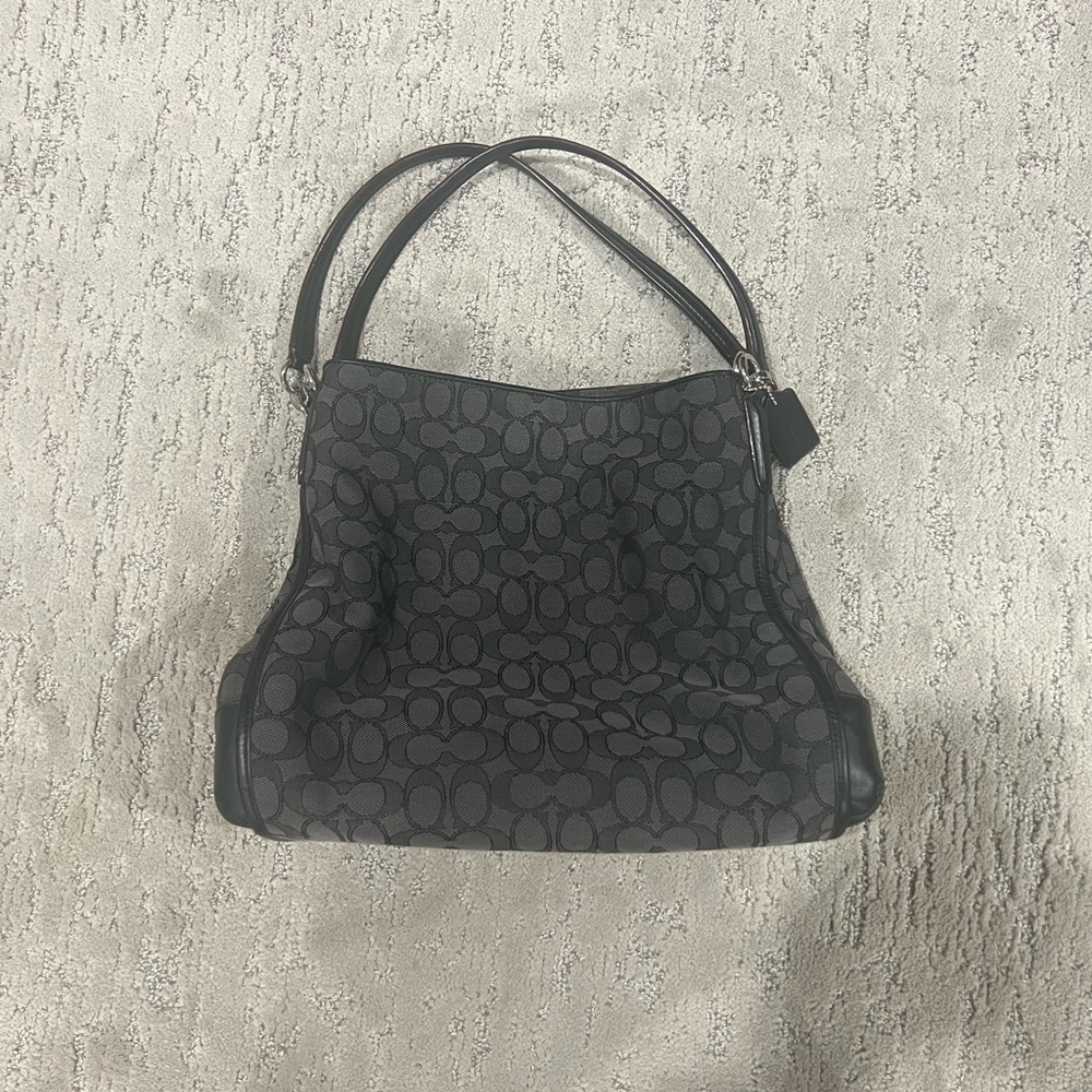 Coach Black and Gray Canvas Shoulder Bag